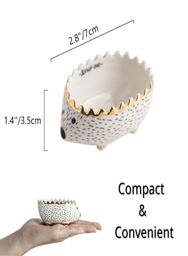 WCDJOMOP Hedgehog Bowl - Ceramic Small Animal Food Bowl Water Dish Feeder Chew Resistant Prevent Tipping for Hedgehog Hamster Sugar Glider Rat Gerbil Mice Small Animal Cage Accessories (Hedgehog Shape) - Image 2